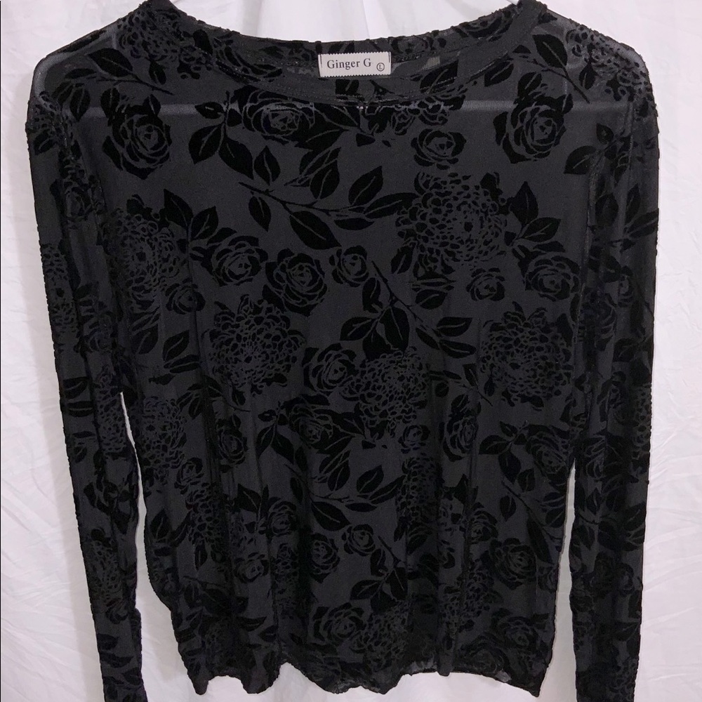 Sheer velvet black long sleeve